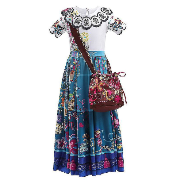 Kids Encanto Mirabel kjole Madrigal Mirabel Cosplay kostyme for jenter fra 3 år og oppover blue 100cm