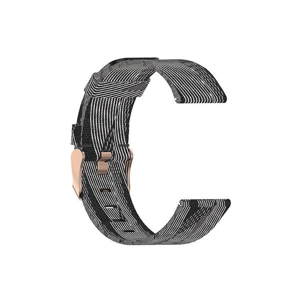 Til Fitbit Versa Canvas urrem Black White Stripes