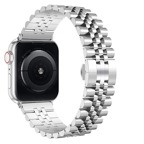 Metallrem för Apple Watch 49 mm 40 mm 41 mm 42 mm 44 mm 45 mm Lyxarmband i rostfritt stål Tillbehör för Iwatch 8 7 6 5 4 3 2 Se Silver For 38mm 40mm 41mm