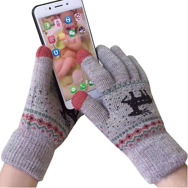 Varma Fawn Handskar Dam Touch Screen Handskar Vinter Utomhus Vantar Julklappar Black