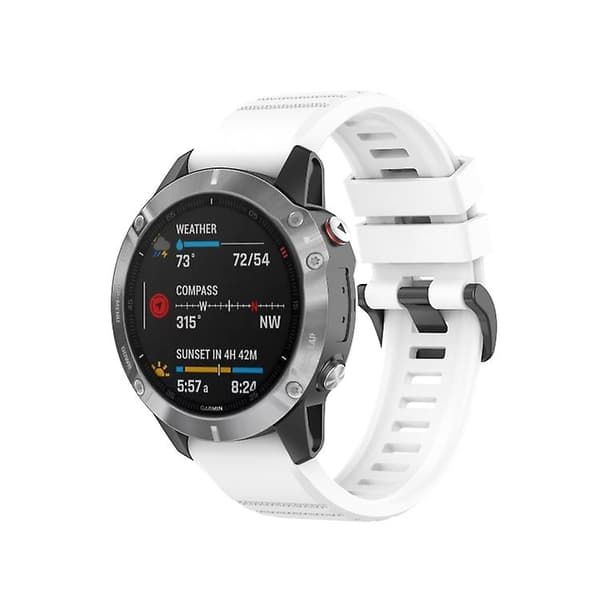 Til Garmin Fenix ​​7x 26 mm ensfarvet silikone Quick Release Urrem White