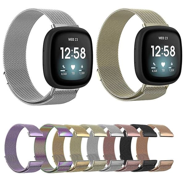 För Fitbit Versa 4 Milanese Magnetic Metal Weave klockband Silver