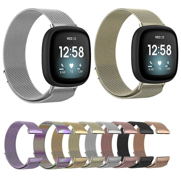 Til Fitbit Versa 4 Milanese Magnetic Metal Weave urrem Colorful