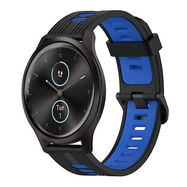 För Garmin Vivomove 20 mm vertikalt mönster tvåfärgat watch Black-Blue