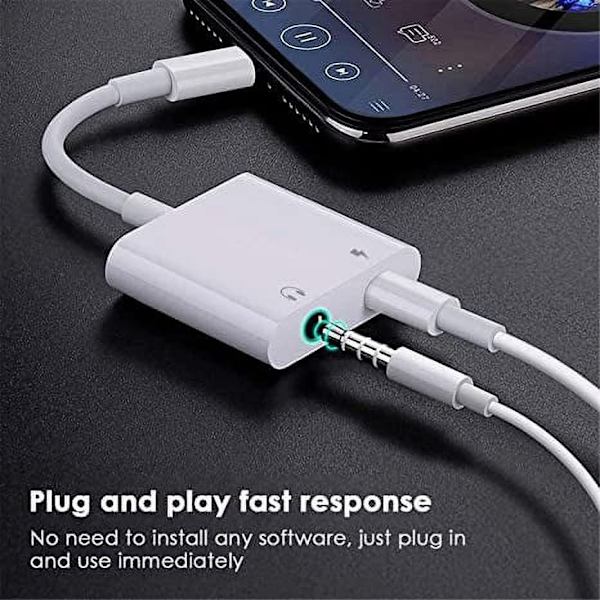2-i-1 3,5 mm Jack AUX Splitter 8 Pin til iPhone