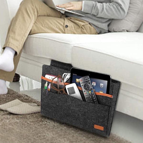 Filtseng Opbevaringspose Med Lommer, Praktisk Seng Sofa Organizer Dark Grey