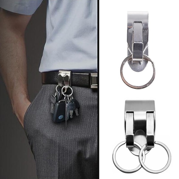 Rustfrit stål Nøglering Sikkerhed Clip On Heavy Duty Bælte Nøgle Clip Bælte Nøglering
