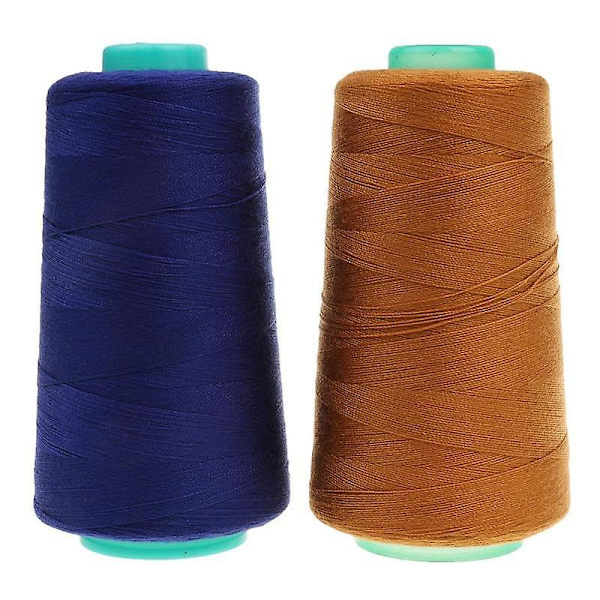 2 pakker 3000 meter sytrådsspoler polyester trådspoler Navy Yellow