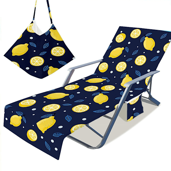 Sommerstrandhåndkle Fashion Print Solbading Sling Stoltrekk med Lomme Lazy Lounger Stol Strandhåndkle 1