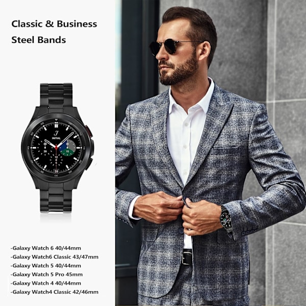 Galaxy Watch 6/4 Classic Remme 47mm 46mm 43mm 42mm, Ingen Gab Galaxy Watch 5 Pro 45mm/Galaxy Watch 7 FE 6 5 4 Rem 44/40mm, Gabfri Business Metal