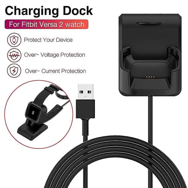 Usb-opladningskabel-dockingstation til Fitbit Versa 2 erstatnings opladerstativ