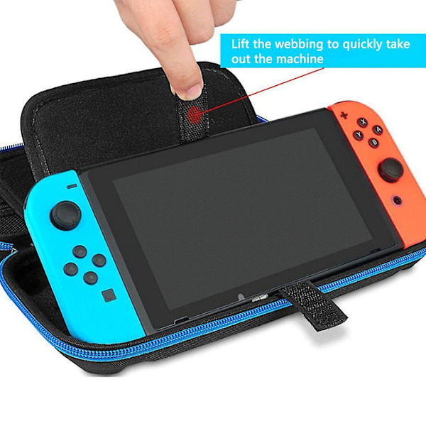 Fyrhörnsskyddsväska för spelmaskin Förvaringsväska Skyddande hårt skal Resväska Bärväska För Gamepad Switch Konsoltillbehör Blue zipper