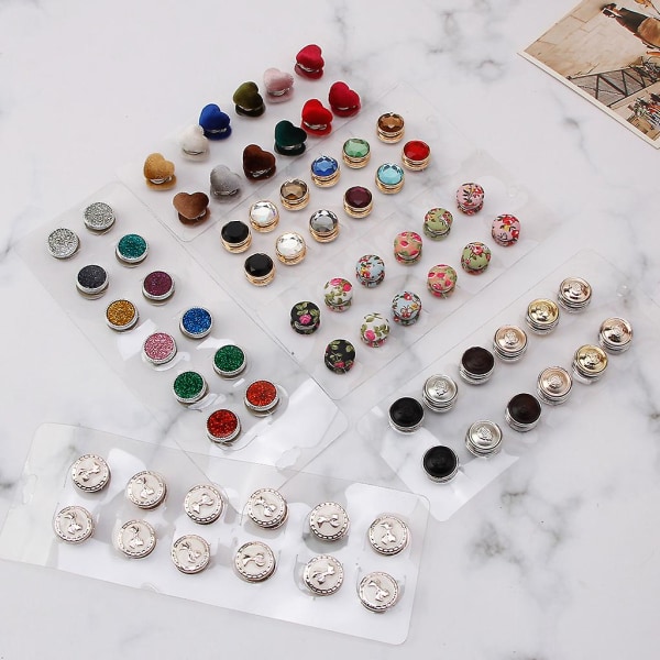 Magnetisk halsduk Brosch Magnetisk knapp Brosch Pearl Pin Brosch Dam 12 delar A