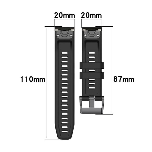 För Garmin Fenix ​​6s Pro 20mm Silikon Solid Color Watch Band Black
