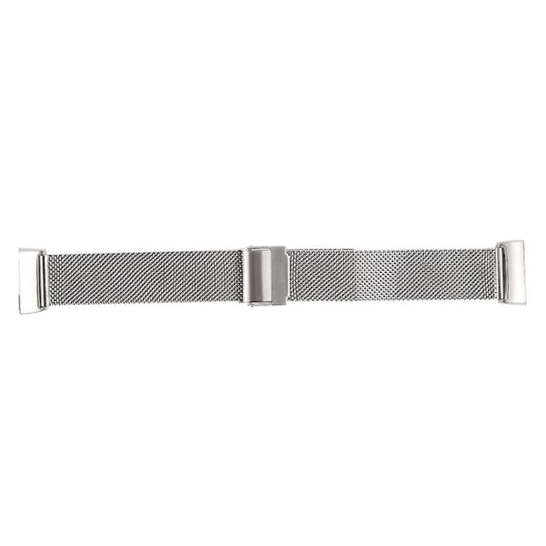 For Fitbit Charge 4 Double Insurance Buckle Milanese Watch Band Silver