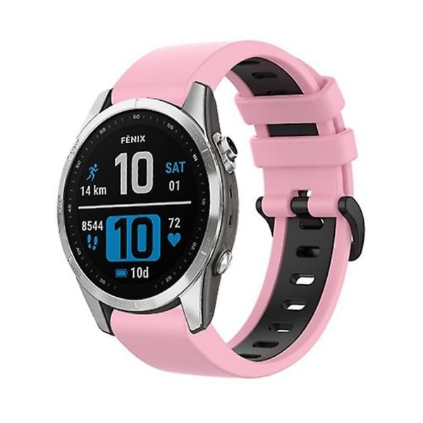 För Garmin Fenix ​​7s 22mm silikon watch i två färger Pink-Black