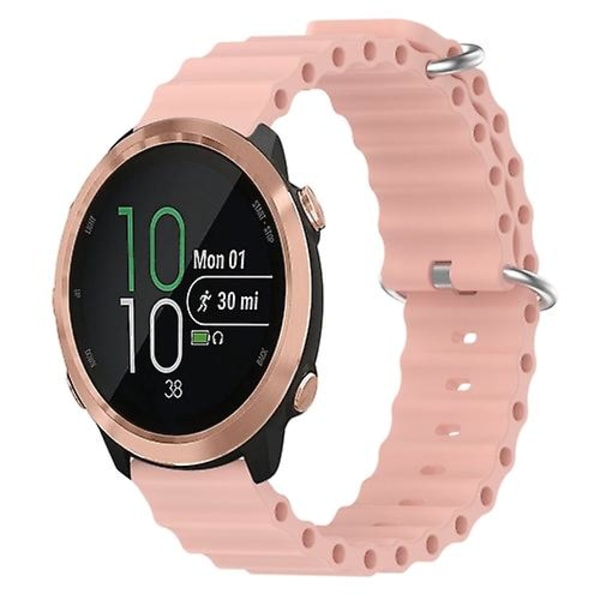 Til Garmin Forerunner 645 Music 20mm Ocean Style Silikone ensfarvet urbånd Pink