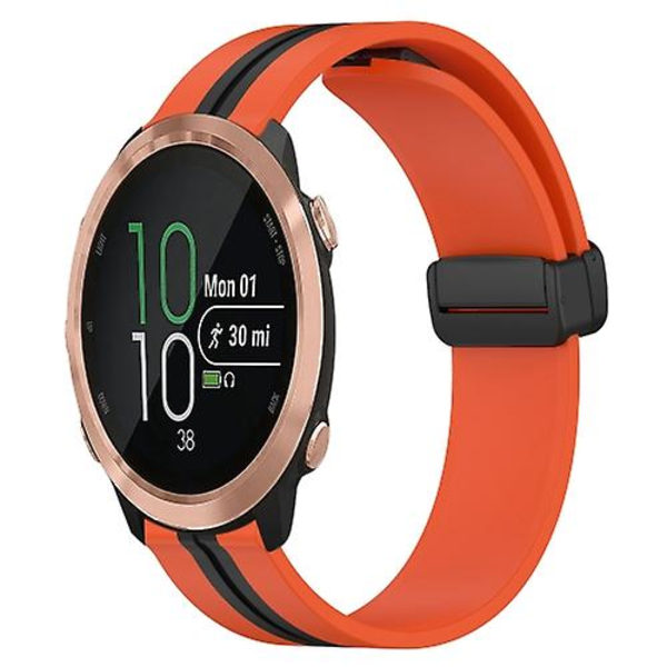 Til Garmin Forerunner 645 Music 20 mm foldemagnetisk lås silikone urbånd Orange-Black