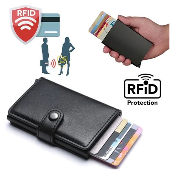 Svart Nfc Rfid skyddande plånbok Black