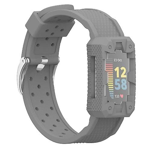 Til Fitbit Charge 5 Silikone Integreret urrem Grey