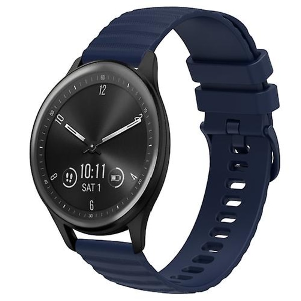 För Garmin Vivomove Sport 20 mm Wavy Dot Pattern Solid Color Silikon Watch Band Navy Blue