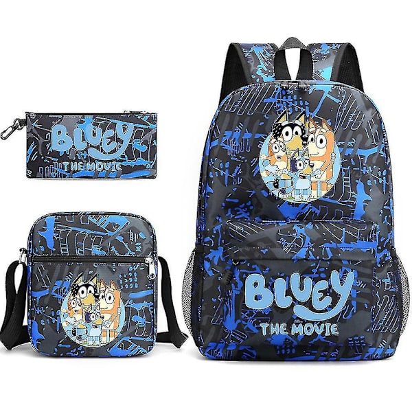 Bluey Tredelad skolväska ryggsäck Blue Flower  5