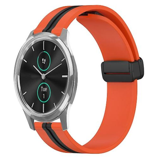 Til Garminmove Luxe 20 mm folde magnetisk lås silikone urbånd Orange-Black