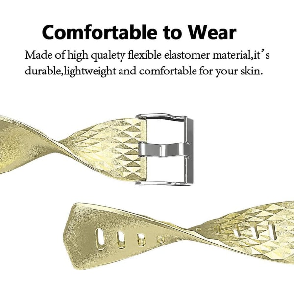 Udskiftningsbånd, der er kompatible med Fitbit Charge 2, Classic & Special Edition justerbare sportsarmbånd metal-gold Small