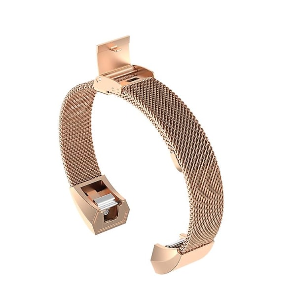 För Fitbit Alta / Alta Hr / Ace Watch Button Mesh Metal Replacement Strap Watchband Rose Gold