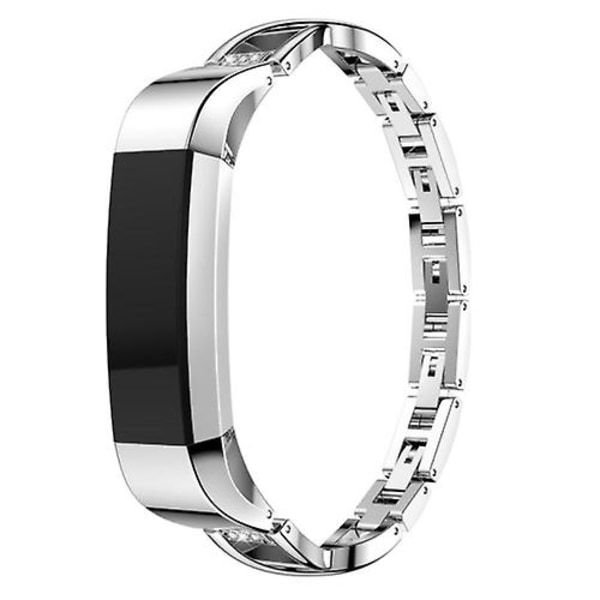 Til Fitbit Alta Smart Watch X-formet metalurbånd Silver