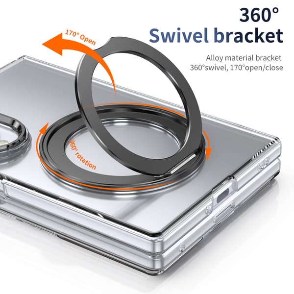 Magnetisk deksel til Samsung Galaxy Z Fold8, ripebestandig med roterende stativ Silver
