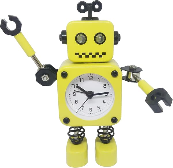 Väckarklocka Söt Metall Robot Väckarklocka för Barn Gul