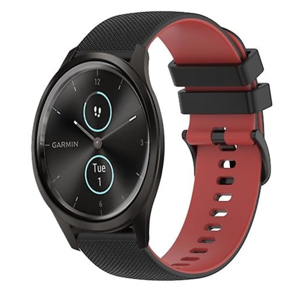For Garmin Garminmove Style 20 mm rutete tofarget silikonklokkerem Black-Red