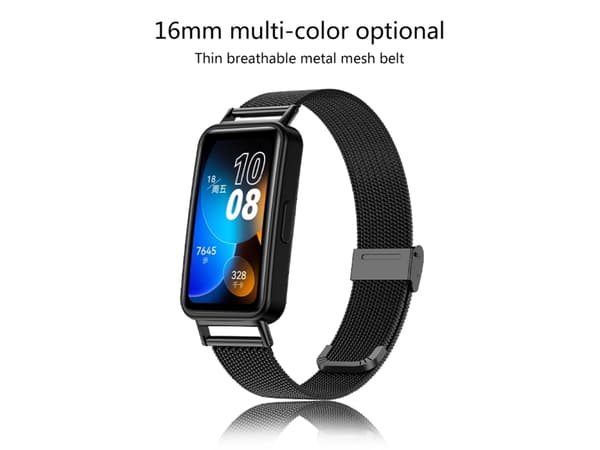 Smartwatch-rem til Huawei-rem 8 16mm Milan rustfrit stål metalnetrem (rosa guld)