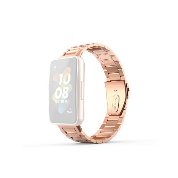 Huawei Strap 7 Rose Gold Tre-Beads Reptålig Rostfritt Stål Armband