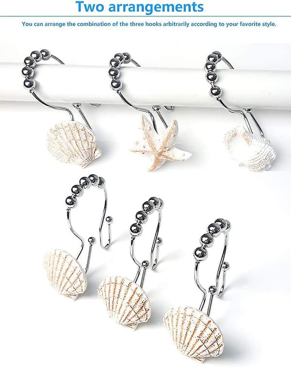 12-pack stranddekorativa badrumsskal duschdraperi krokar