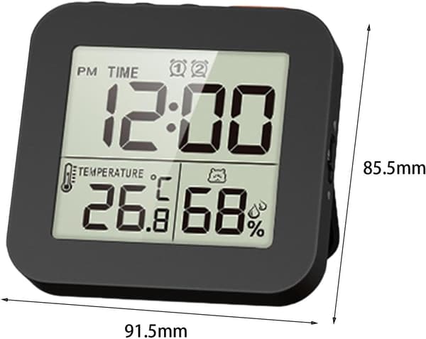 Väckarklocka Portabel LCD-Display Temperaturvisning Svart