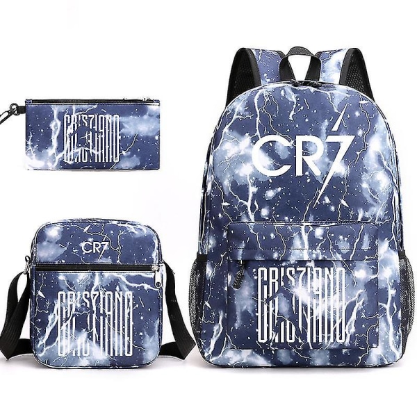 Muoti Cr7 3kpl Setit Reppu Mochila Uusi Opiskelija Kapasiteetti Koululaukut Kirjalaukku Matkalaukku 8 Only satchel