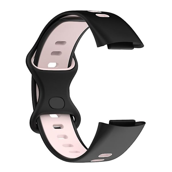 Til Fitbit Charge 5 tofarvet silikone urrem Black Pink