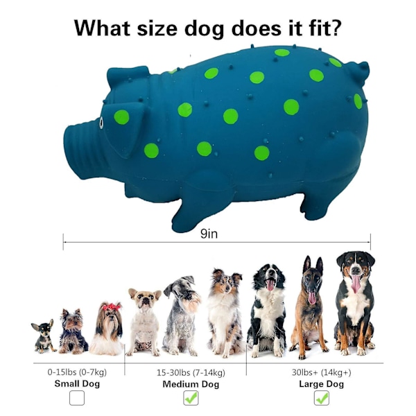 Squeaky Pig Dog Toys, Pig Dog Toy For Small Medium Large Dogs, Durable Rubber Pig Squeaker Dog Puppy Chew Toys Blue 2 pcs