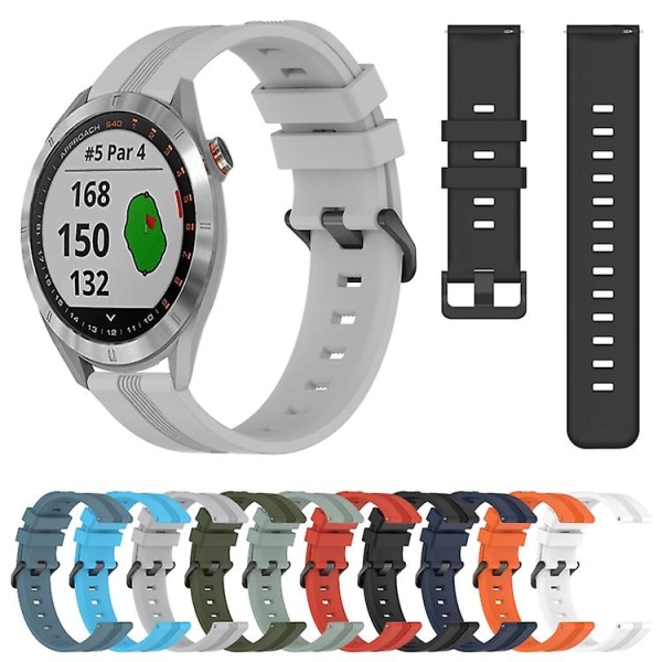 Til Garmin Approach S40 20 mm konkav stribet Slicone urrem White