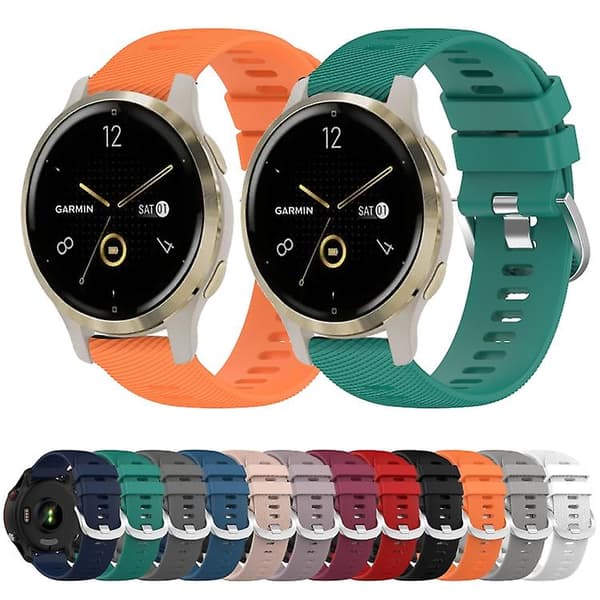 Til Garmin Venu 2s 18 mm ensfarvet silikoneurrem White