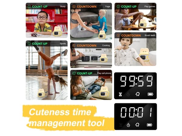 Risterformet Timer med Ur og Natlampe -