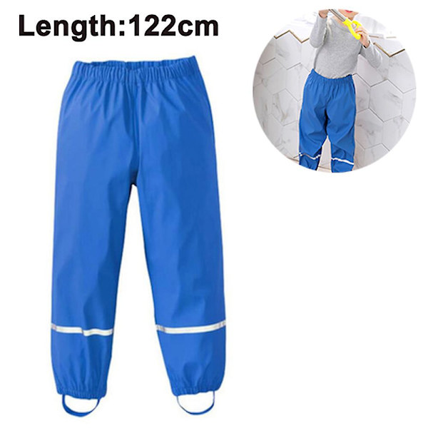 Pojkar Flickor Reflekterande Vattentäta Regnbyxor Lättvikts Regnkläder Blue 122cm