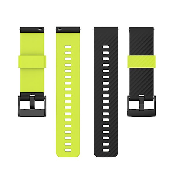 For Suunto 7 24 mm tofarget silikonklokkerem Black Lime Green