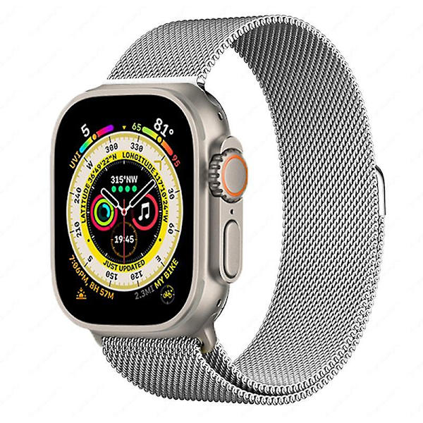 Metalliranneke Apple Watch 8 7 45mm 41mm Ultra 49mm Hengittävä Milanese Vaihtohihna Iwatchiin 6 5 4 3 2 Se 44mm 42mm 40mm Silver For 38mm 40mm 41mm