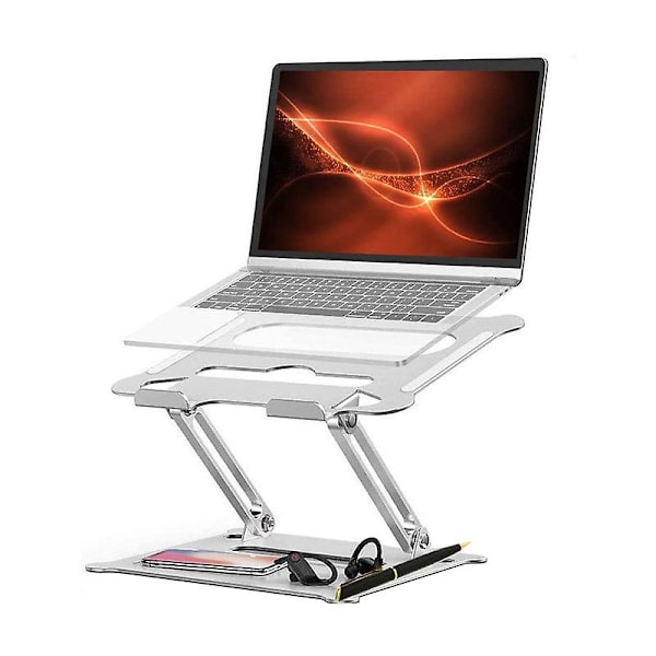 Justerbart laptopstativ, hopfällbart laptopstativ, ventilerat laptopstativ, hopfällbart, lätt Silver