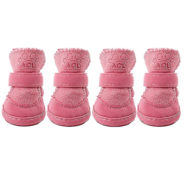 Hunder Vinter Varme Sko Søte Hunde Boots Snø Gåing Valp Sneakers Pink 0.5-1kg