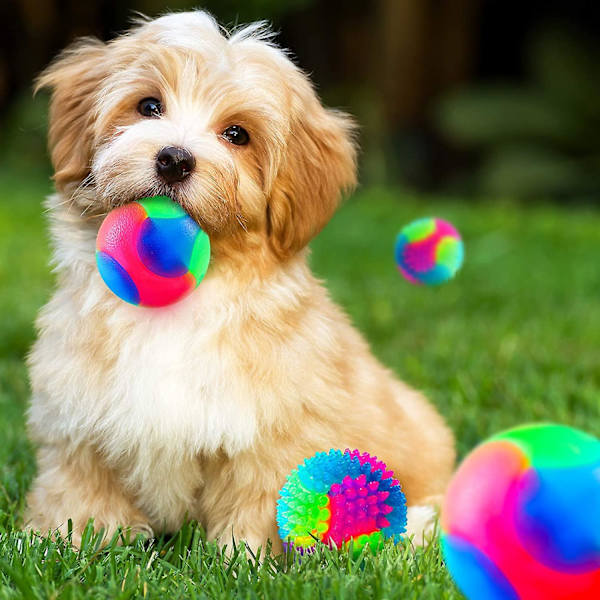 4-pack Glödande Hundboll Glödande Bouncy Ball Led Blixt Spike Pet Ball Grinder Ball Pet Light