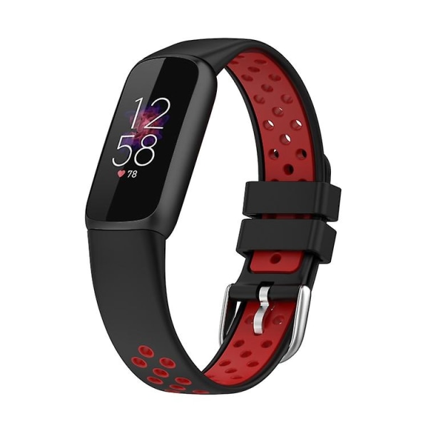 Til Fitbit Luxe tofarvet silikoneurrem Black Red